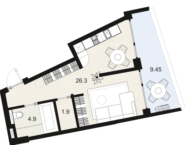 1-комнатная 33.1 м² в ЖК Primorsky Residence от 20 950 грн/м², г. Южное