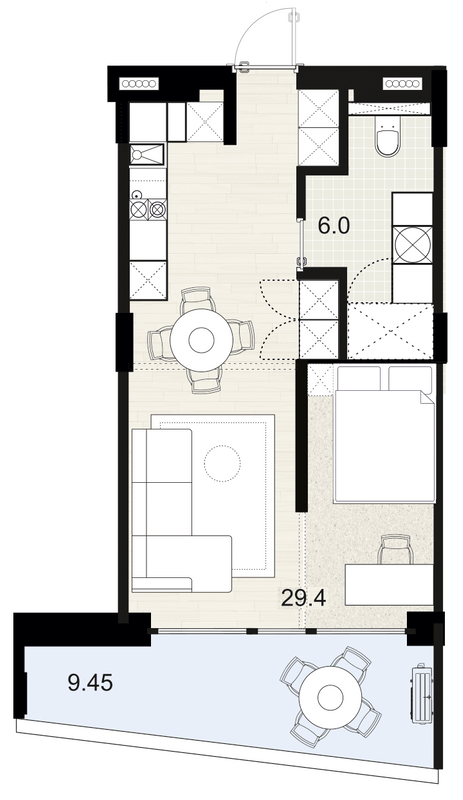 1-комнатная 35.4 м² в ЖК Primorsky Residence от 20 950 грн/м², г. Южное