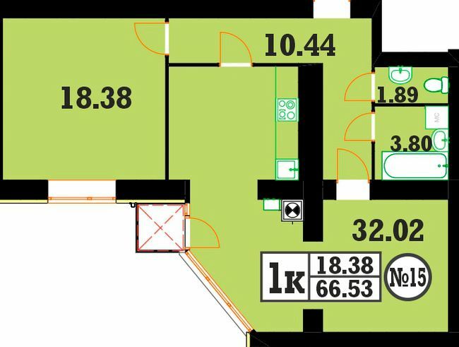 1-комнатная 66.53 м² в ЖК Кардамон от 15 700 грн/м², Хмельницкий