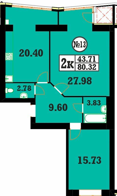 2-кімнатна 80.32 м² в ЖК Кардамон від 20 200 грн/м², Хмельницький