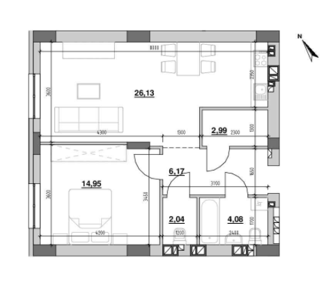 1-кімнатна 56.09 м² в ЖК Ріел Сіті від 25 571 грн/м², Львів