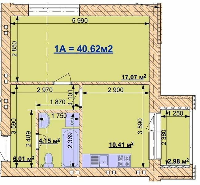 1-кімнатна 40.62 м² в ЖК Grand Comfort від 13 800 грн/м², с. Михайлівка-Рубежівка