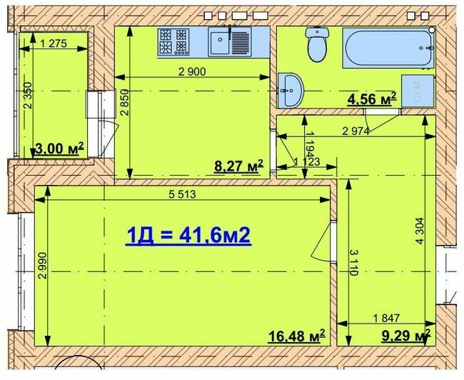 1-комнатная 41.6 м² в ЖК Grand Comfort от 13 800 грн/м², с. Михайловка-Рубежовка