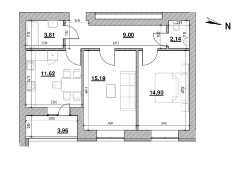 2-комнатная 61.31 м² в ЖК Шенген от 17 334 грн/м², Львов