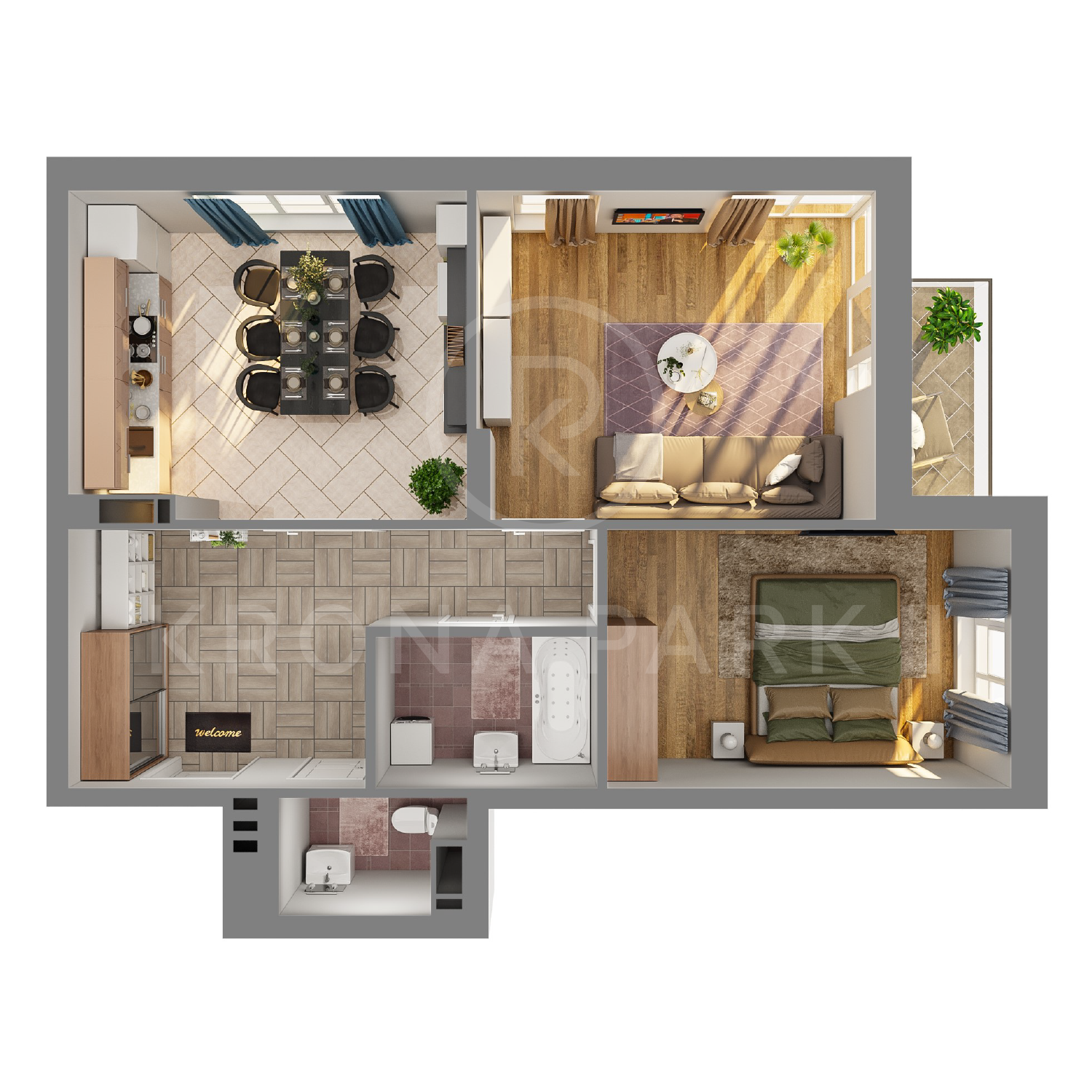 2-кімнатна 70.93 м² в ЖК Krona Park II від 23 188 грн/м², м. Бровари
