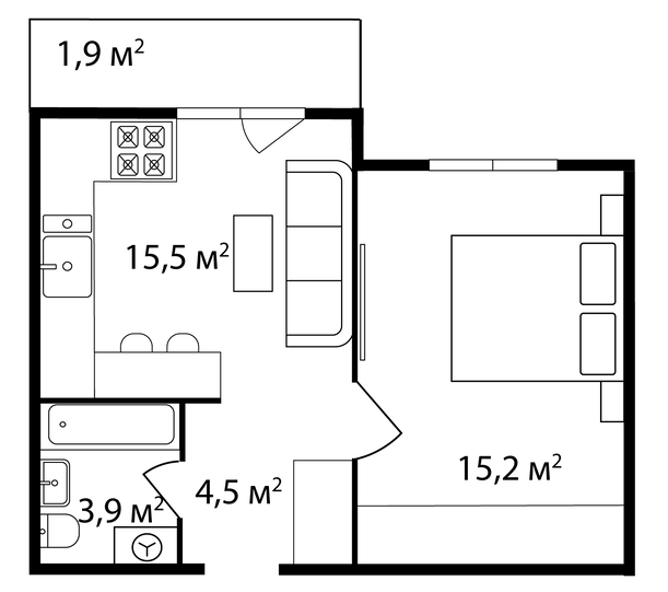 1-комнатная 41 м² в ЖК Grand Hills от 23 800 грн/м², Ужгород