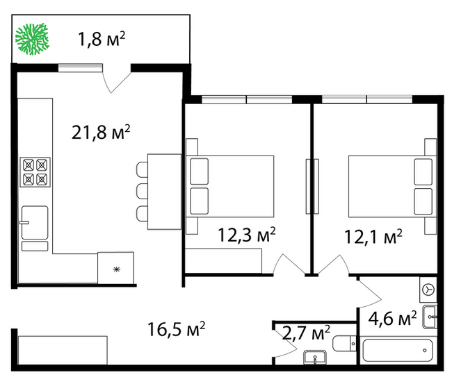 2-комнатная 72 м² в ЖК Grand Hills от 22 500 грн/м², Ужгород