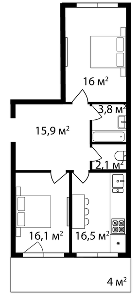 2-комнатная 74 м² в ЖК Grand Hills от 22 500 грн/м², Ужгород