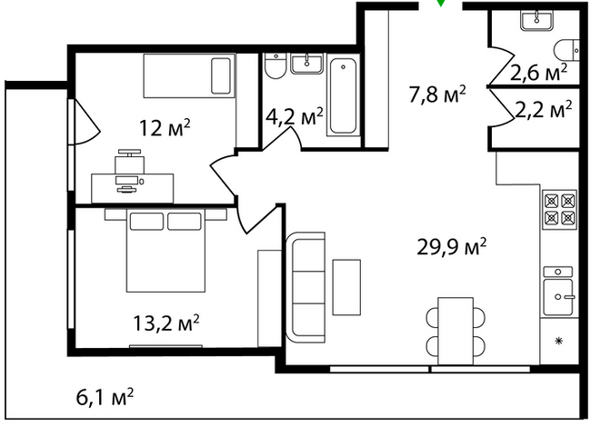 2-комнатная 78 м² в ЖК Grand Hills от 22 500 грн/м², Ужгород