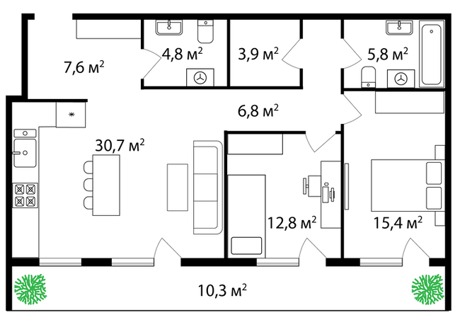 3-комнатная 98 м² в ЖК Grand Hills от 22 500 грн/м², Ужгород