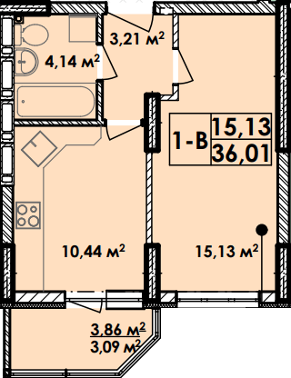 1-кімнатна 36.01 м² в Апарт-комплекс Електриків від 30 147 грн/м², Київ