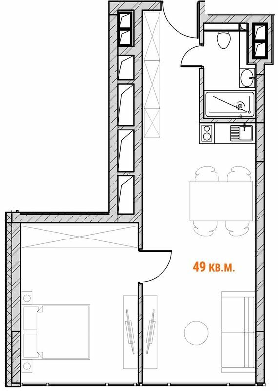 1-кімнатна 49 м² в Апарт-готель Standard One Terminal від 80 400 грн/м², Київ