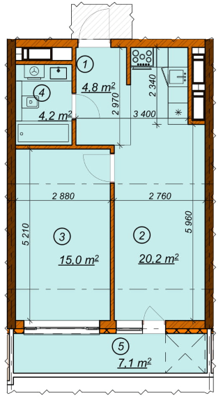 1-кімнатна 51.3 м² в ЖК 4 сезони від 29 900 грн/м², Київ