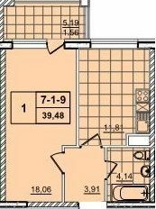 1-кімнатна 39.48 м² в ЖК 52 Перлина (Pechersk Plaza) від 67 600 грн/м², Київ