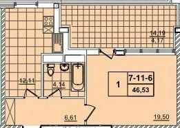 1-кімнатна 46.53 м² в ЖК 52 Перлина (Pechersk Plaza) від 73 800 грн/м², Київ