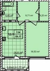 1-кімнатна 59.17 м² в ЖК 52 Перлина (Pechersk Plaza) від 67 600 грн/м², Київ