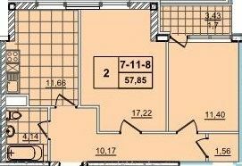 2-кімнатна 57.85 м² в ЖК 52 Перлина (Pechersk Plaza) від 74 400 грн/м², Київ