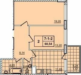 2-комнатная 60.54 м² в ЖК 52 Жемчужина (Pechersk Plaza) от 74 400 грн/м², Киев