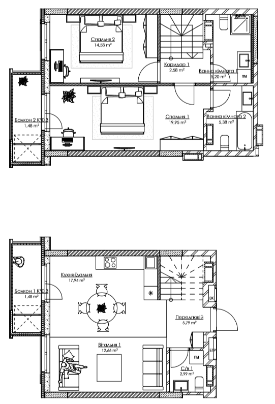 Дворівнева 90.03 м² в ЖК BOSTON Creative House від 37 536 грн/м², Київ
