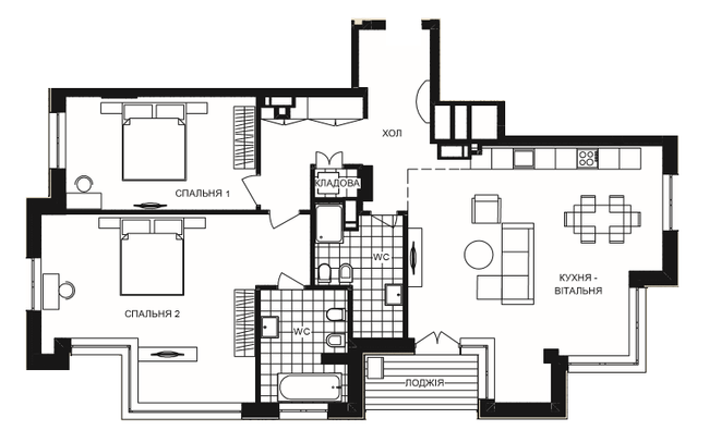 2-кімнатна 121.81 м² в ЖК Crystal Park Tower від 64 000 грн/м², Київ