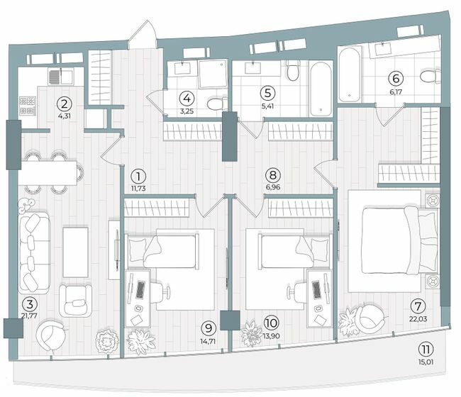 3-комнатная 117.75 м² в ЖК Delrey от 47 050 грн/м², Киев