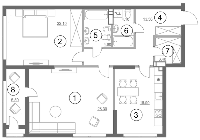 2-комнатная 97.5 м² в ЖК Greenville Park от 48 350 грн/м², Киев