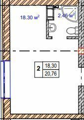 1-комнатная 20.76 м² в ЖК MANCHESTER PARK от 18 200 грн/м², Киев