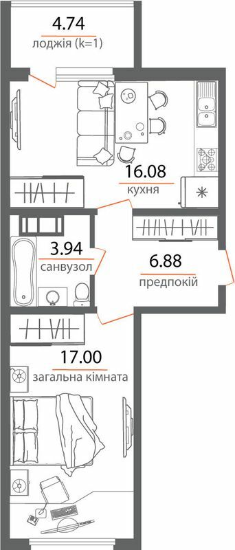 1-кімнатна 48.64 м² в ЖК Welcome Home на Стеценка від 30 000 грн/м², Київ