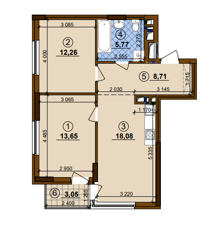 2-комнатная 59.39 м² в ЖК Варшавский-2 от застройщика, Киев