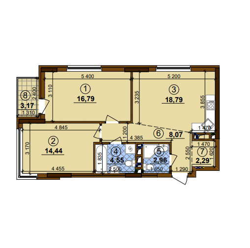 2-кімнатна 68.84 м² в ЖК Варшавський-2 від забудовника, Київ