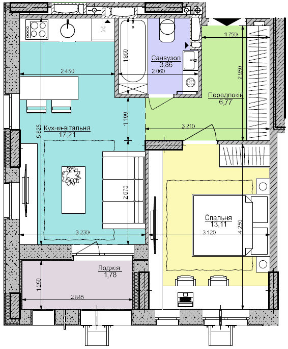 1-кімнатна 42.73 м² в ЖК Комфорт Таун від 42 450 грн/м², Київ