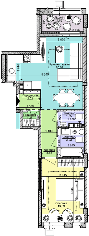 1-комнатная 48.82 м² в ЖК Комфорт Таун от 43 400 грн/м², Киев