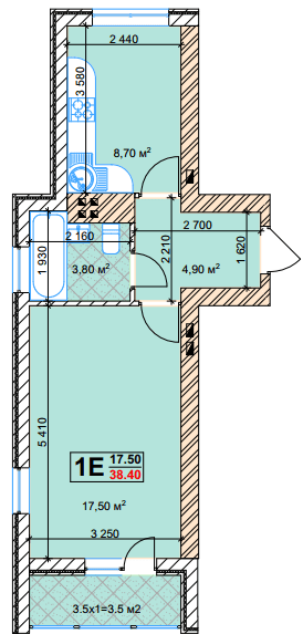 1-комнатная 38.4 м² в КД Марсель от застройщика, Киев