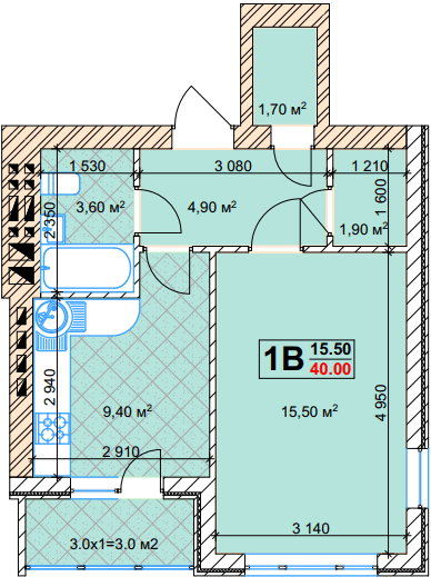 1-кімнатна 40 м² в КБ Марсель від 23 000 грн/м², Київ