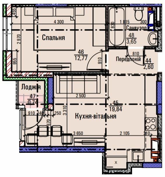 1-кімнатна 39.6 м² в ЖК Метрополія-2 від 38 000 грн/м², Київ