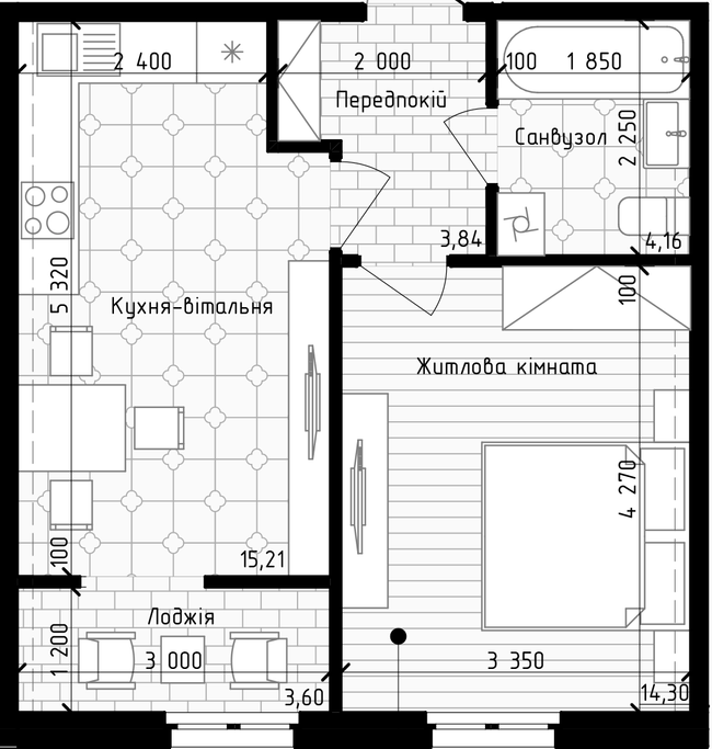 1-кімнатна 41 м² в ЖК Нова Англія від 61 700 грн/м², Київ