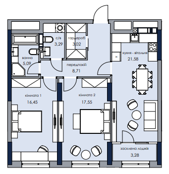 2-комнатная 79.02 м² в ЖК Новый Автограф от 41 738 грн/м², Киев