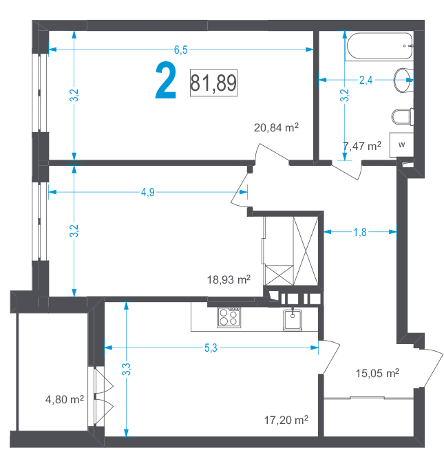 2-кімнатна 81.89 м² в ЖК Солом'янський від 43 800 грн/м², Київ