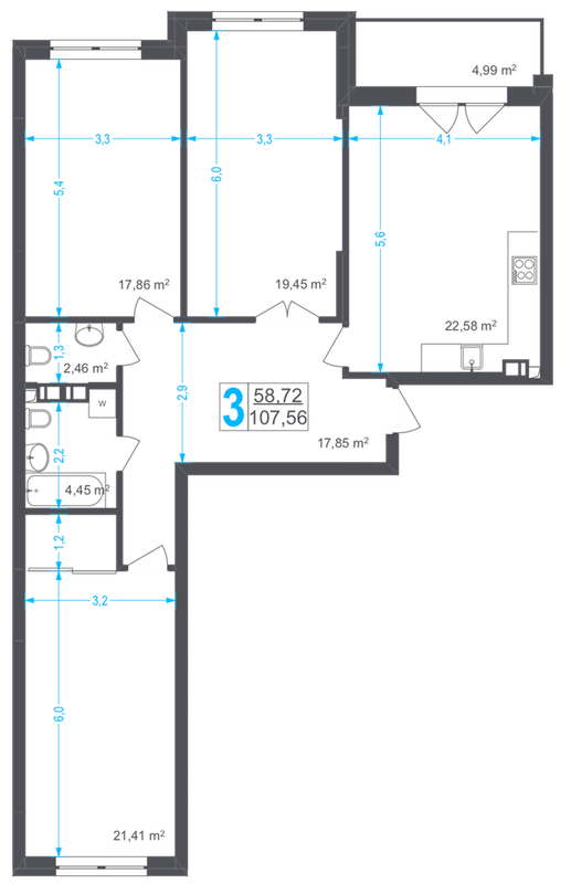 3-кімнатна 107.56 м² в ЖК Солом'янський від 43 800 грн/м², Київ