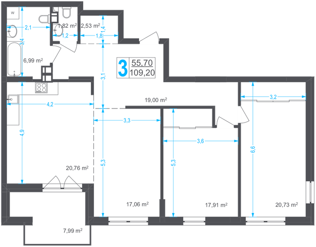 3-кімнатна 109.2 м² в ЖК Солом'янський від 52 850 грн/м², Київ