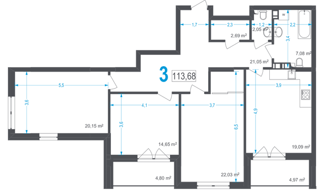 3-комнатная 113.68 м² в ЖК Соломенский от 52 850 грн/м², Киев