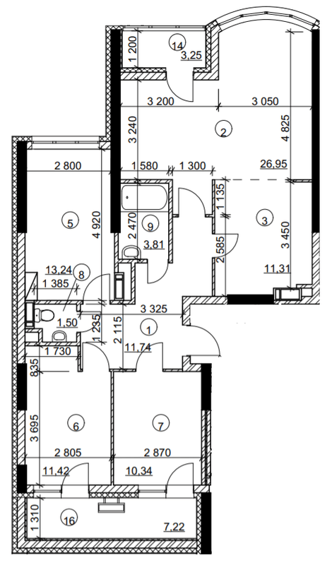 4-комнатная 94.11 м² в МФК Курнатовского от 29 148 грн/м², Киев