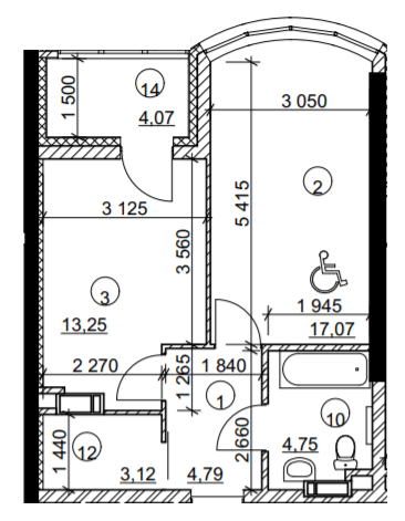 1-комнатная 45.01 м² в МФК Курнатовского от 28 111 грн/м², Киев