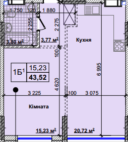 1-комнатная 43.52 м² в ЖК Новые Теремки от 18 500 грн/м², с. Новоселки