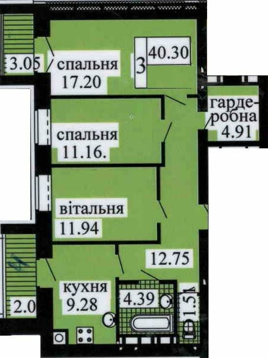 3-комнатная 80.2 м² в ЖК Городок от 18 500 грн/м², с. Софиевская Борщаговка
