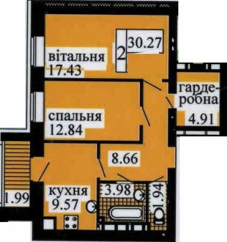 2-кімнатна 63.32 м² в ЖК Містечко від 18 500 грн/м², с. Софіївська Борщагівка
