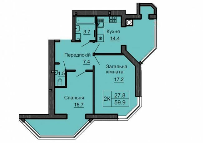 2-кімнатна 59.9 м² в ЖК Софія Сіті від 33 000 грн/м², с. Софіївська Борщагівка