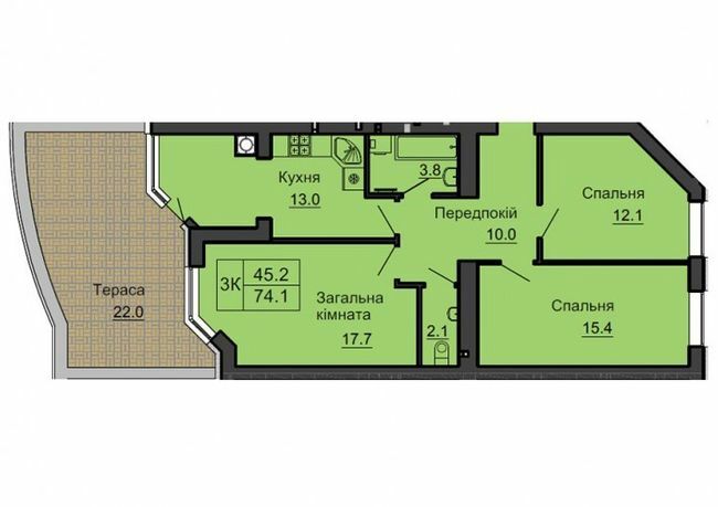 3-комнатная 74.1 м² в ЖК София Сити от 32 000 грн/м², с. Софиевская Борщаговка