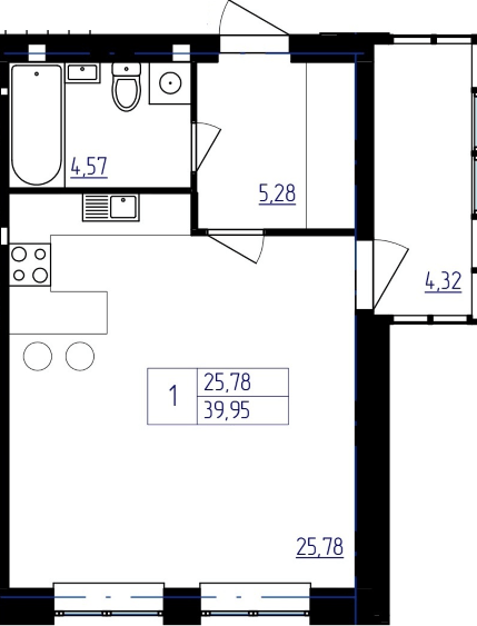 1-кімнатна 39.95 м² в ЖК Затишний Хотів від забудовника, с. Хотів