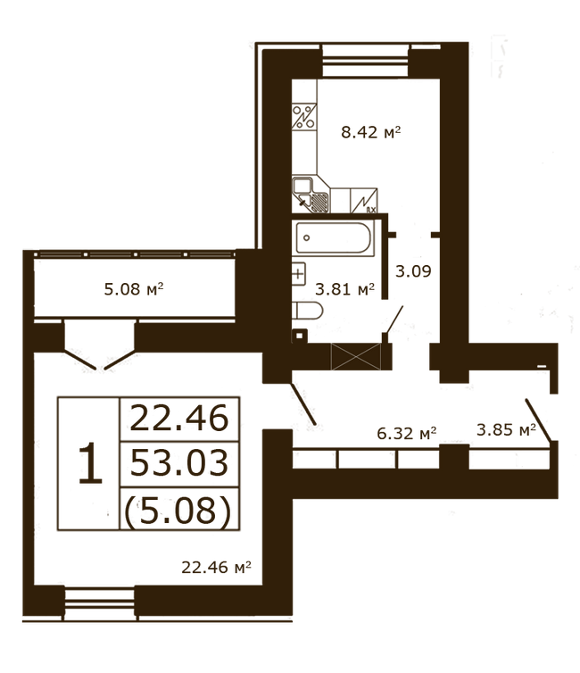 1-комнатная 53.03 м² в ЖК Чайка от 17 300 грн/м², с. Чайки